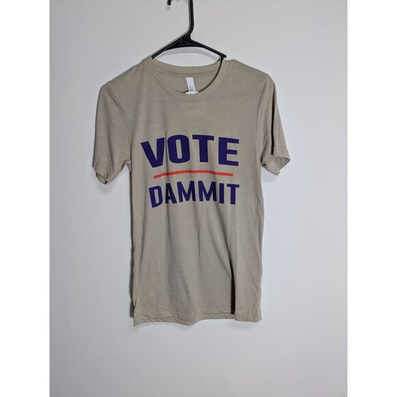 NEW Philomena & Ruth Vote Dammit Graphic Tee Beige, Size XS - Picture 3 of 9